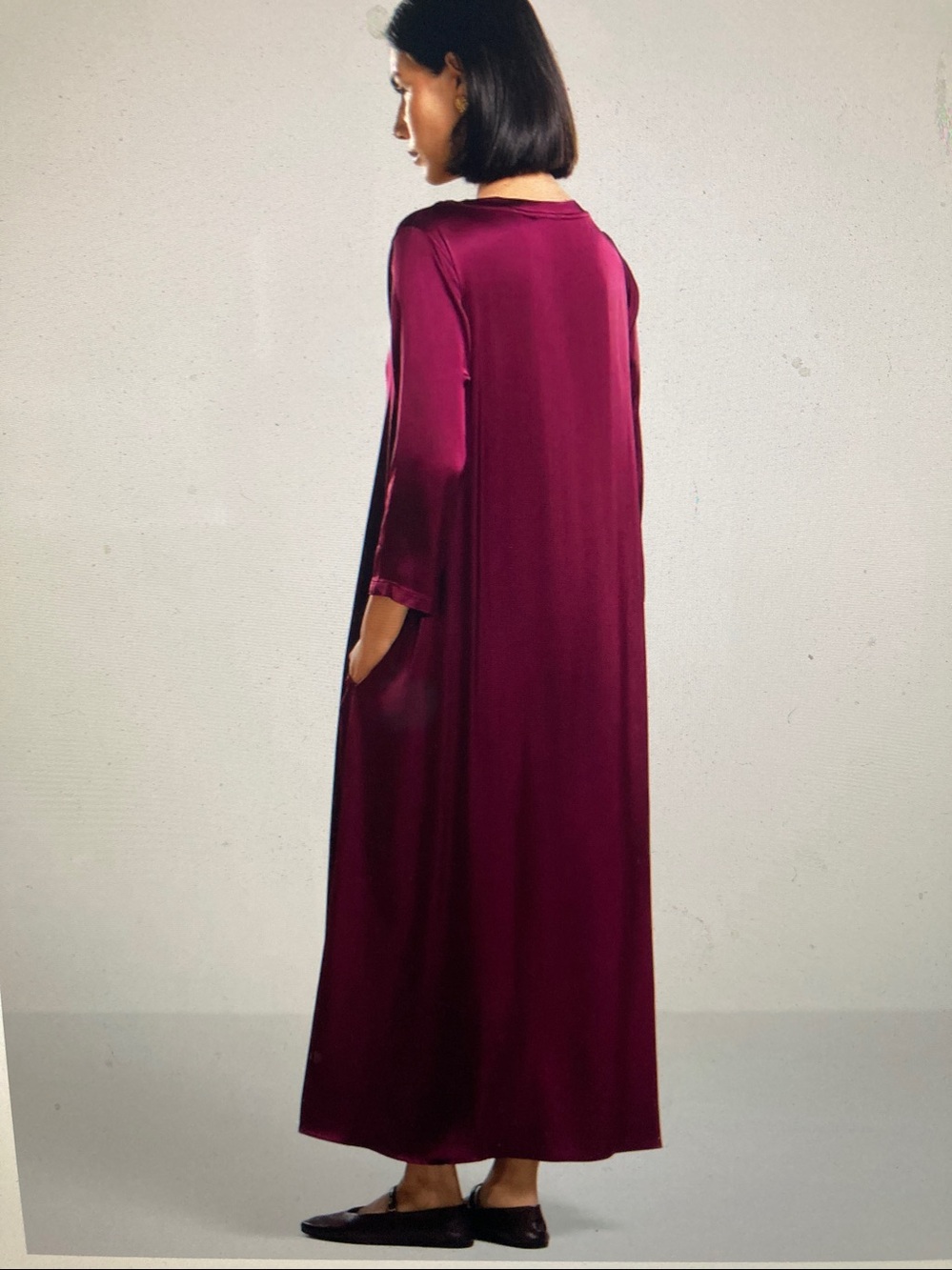 JAKI Women's Dahlia Satin Maxi Dress in Burgundy - Picture 2 of 6